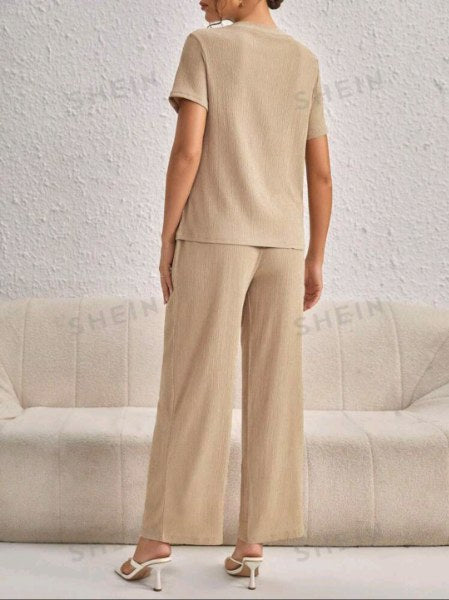 Conjunto de Blusa y Pantalón Pierna Ancha 16659 E159