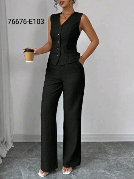 Conjunto de Traje Chaleco Cuello V y Pantalón 76676