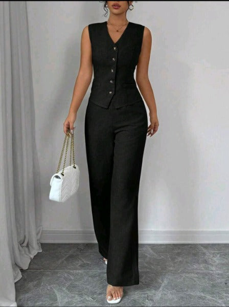 Conjunto de Traje Chaleco Cuello V y Pantalón 76676