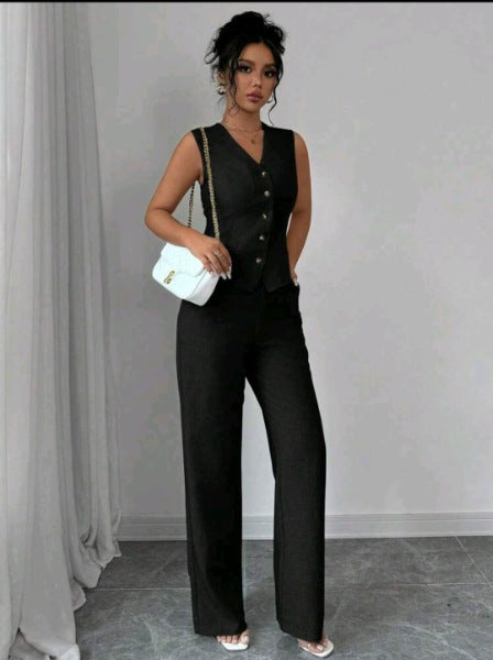Conjunto de Traje Chaleco Cuello V y Pantalón 76676