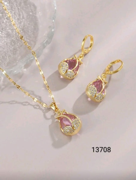 Collar y Zarcillos Acero Inoxidable 13708